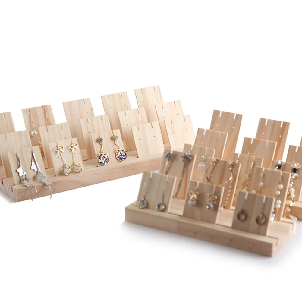 

Creative Jewelry Rack Wooden Jewelry Holder Display Stand for Necklace Bracelet Earring (Size S, 2 Slots)