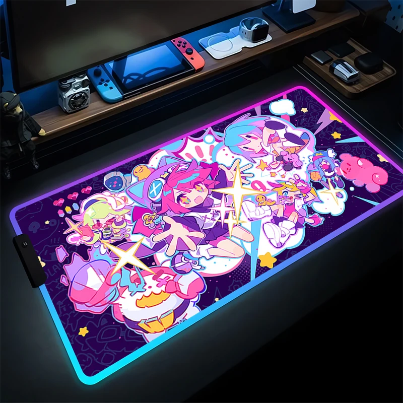 Mouse Pad Gamer RGB PC Computer Muse Dash Kawaii Desktop Mat LED Luminous Keyboard Pad Anime Gaming Accessories Mousepad Carpet