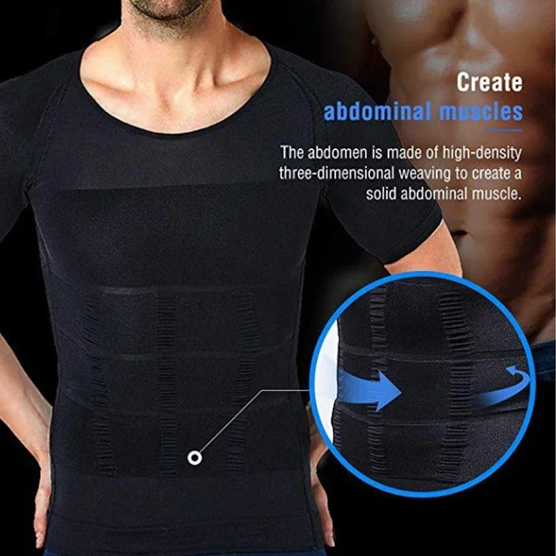 Mens Slimming Body Shaper Seamless Compression Shirt Tummy Control Slimmer Shapewear Gynecomastia Undershirt