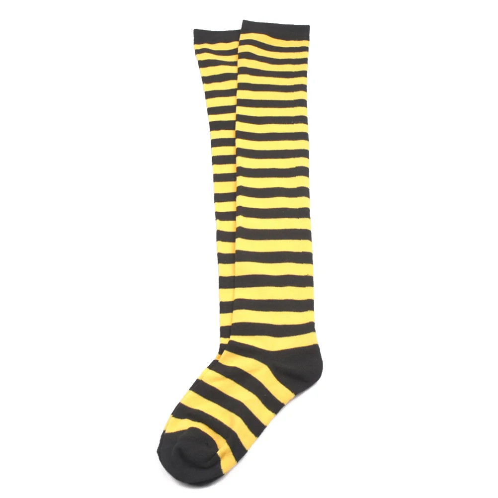 Striped Leg Socks Yellow Black: 1 Pair over The Knee Socks Elastic Long Stockings Casual Socks Stockings