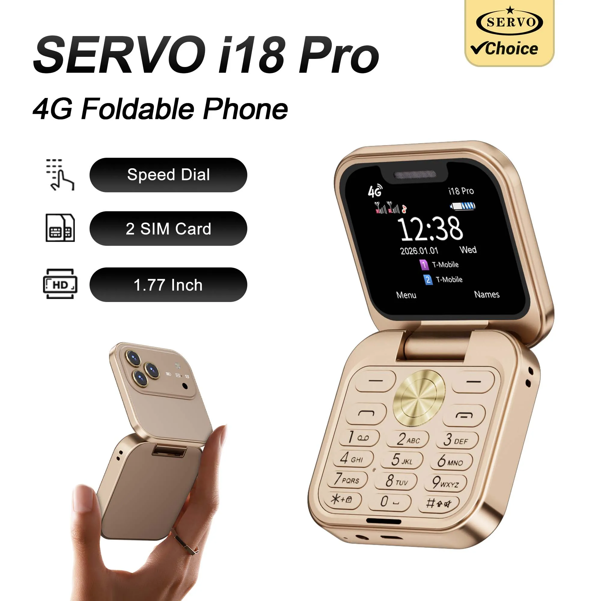 SERVO I18 PRO 4G Foldable Mobile Phone 1.77