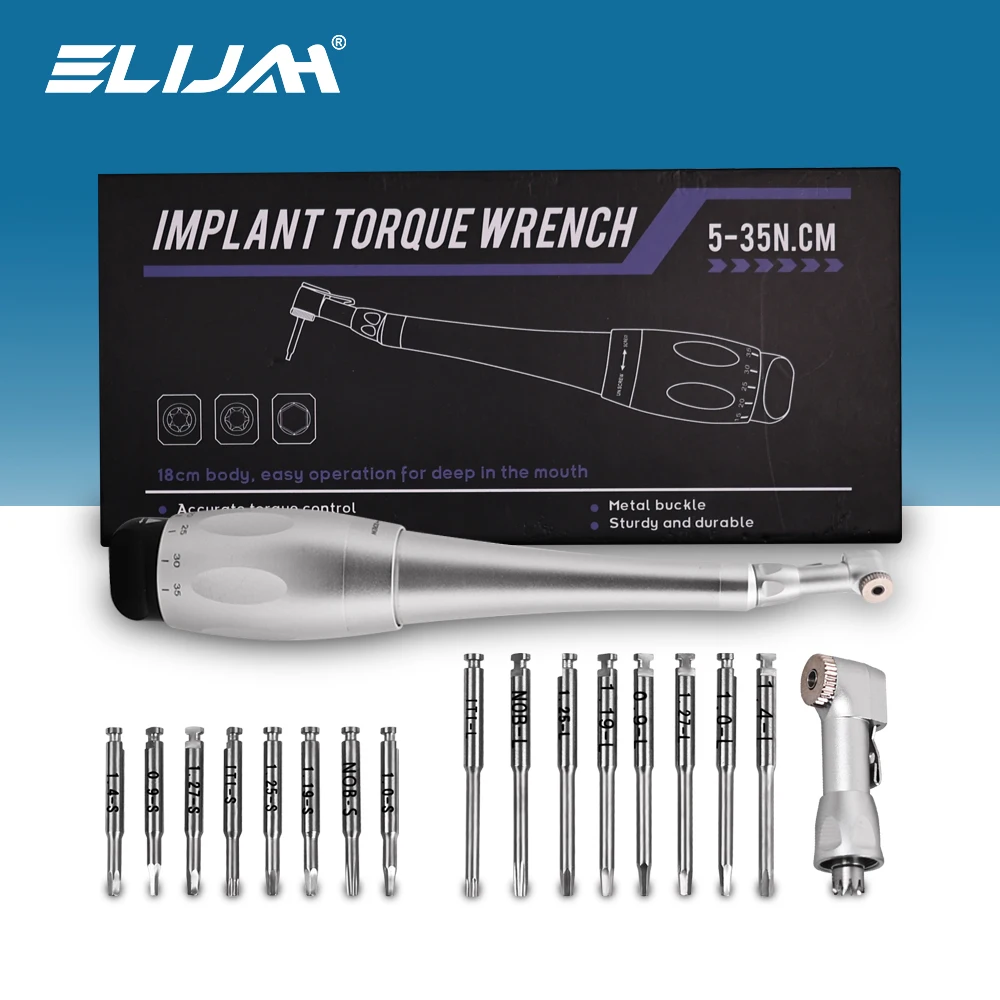 

ELIJAH Dental Implant Wrench Dentistry 5~35N/cm Torque Gear Ratchet Screwdriver Buckle Latch Head Handpiece Dentist Equipment