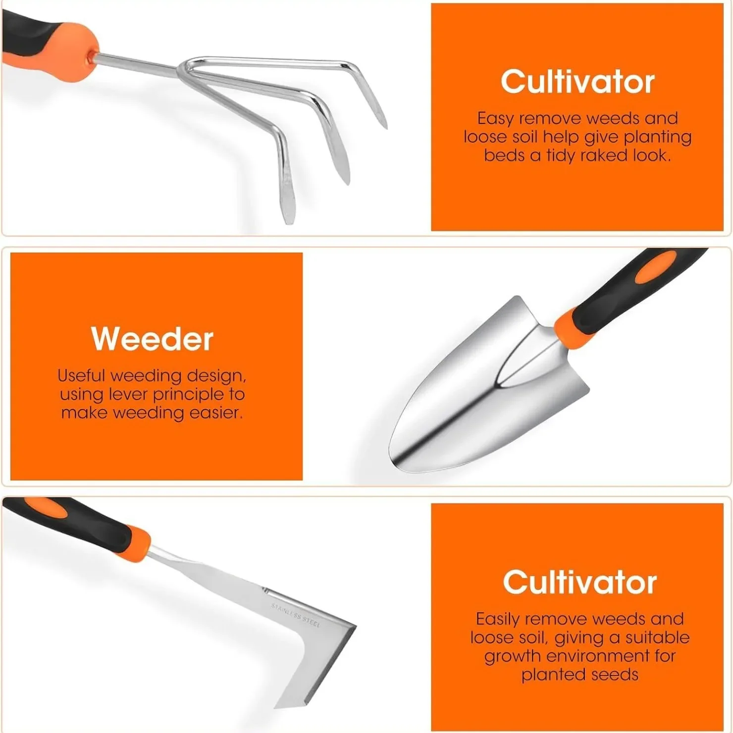 Herramienta de trabajo de jardín resistente al aire libre, juego de herramientas de jardín de regalo de jardinería de acero inoxidable de 10 piezas con bolsa