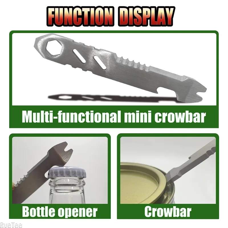 Stainless Steel Crowbars Mini Body Nail Puller Hand Tools Portable Allen Wrench Bottle Opener Multi Camping Tool for Travel