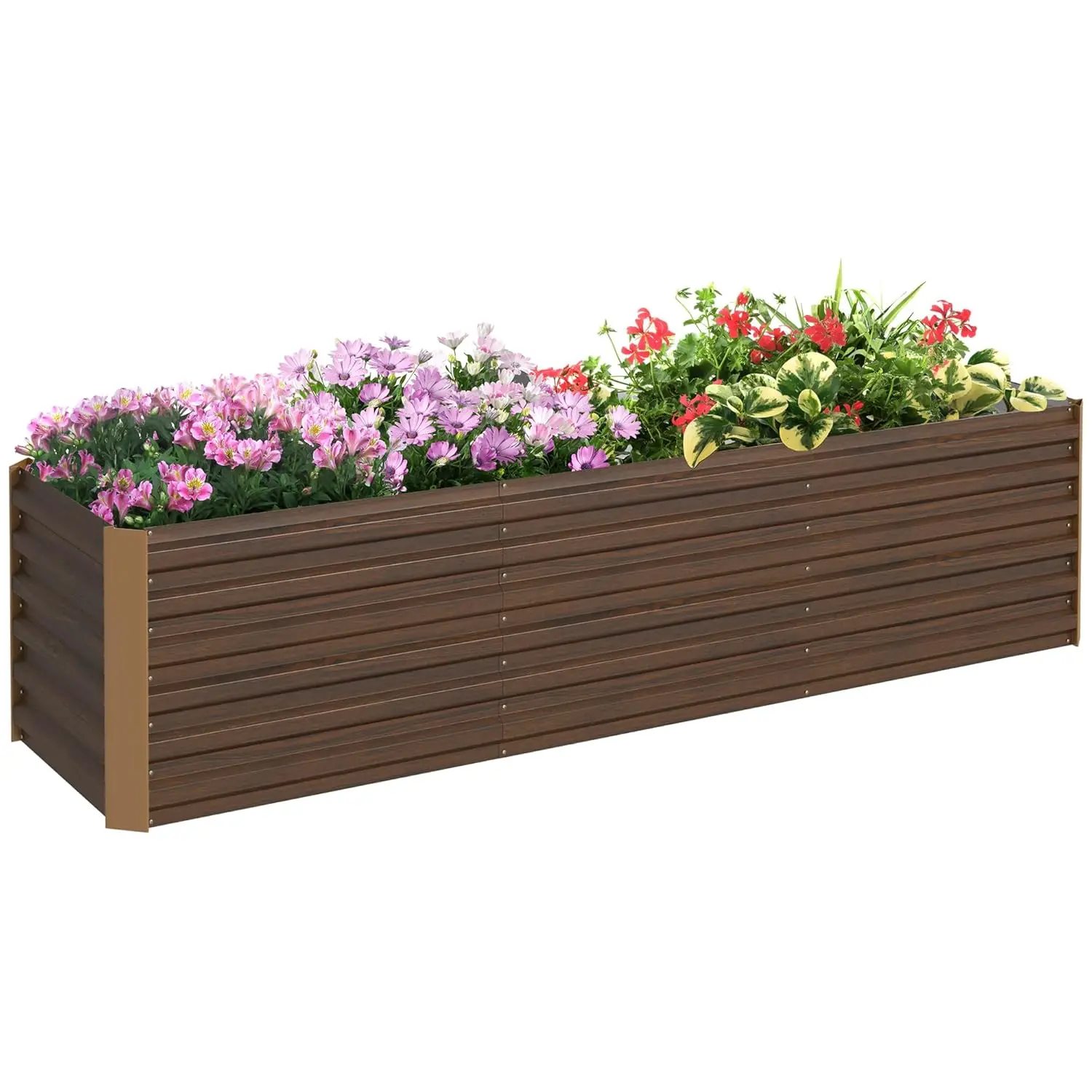 

8x2x2ft Galvanized Raised Garden Bed Metal Outdoor Planter Box Safety Edging for Flowers Herbs Vegetables, Customized