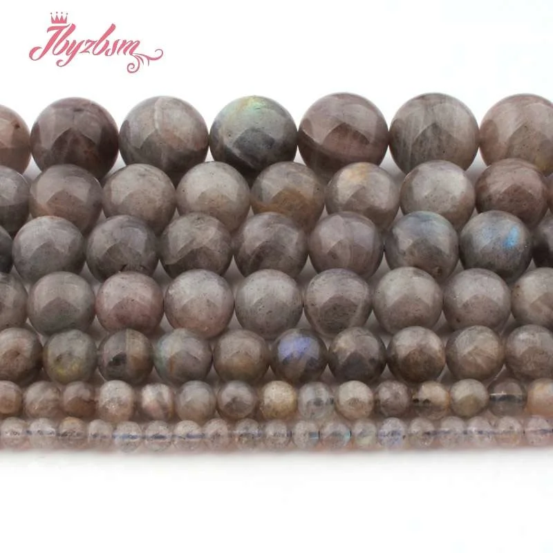 

4,6,8,10,12mm Smooth Round Gray Rainbow Labradorite Natural Stone Loose Beads For DIY Bracelet Jewelry Making 15" Free Shipping