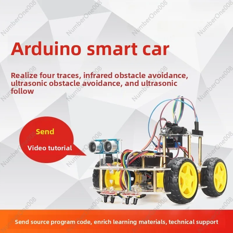 Picture 3: Compatible with Arduino Uno Remote Control Smart Kit, Ultrasonic Tracking Obstacle Avoidance Trolley Programming Robot Kit