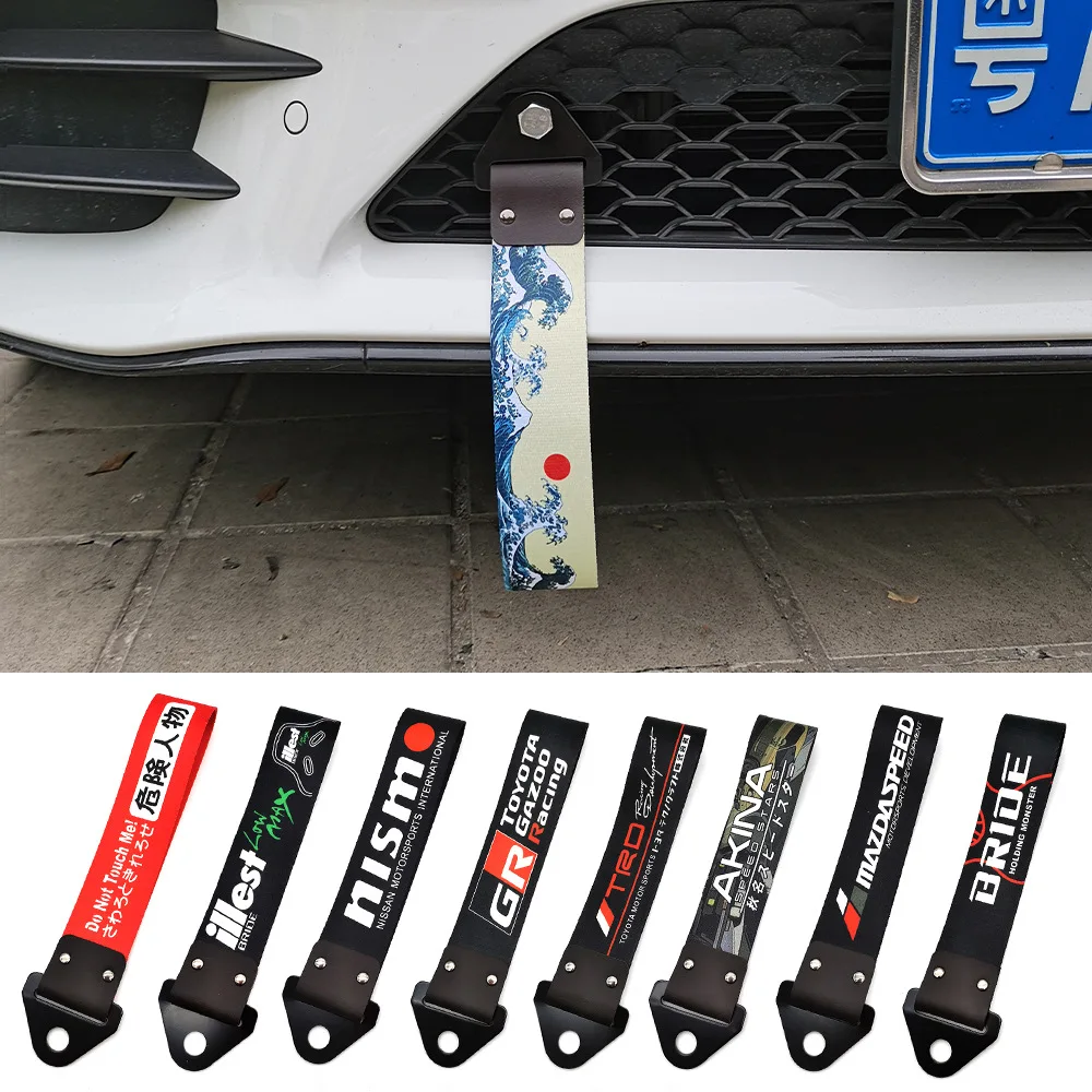 JDM Car Tow Strap Bumper Traction Towing Hook Racing Rope Trailer Hook Trendy Decorative for Initial D Fake Taxi Towing Strap