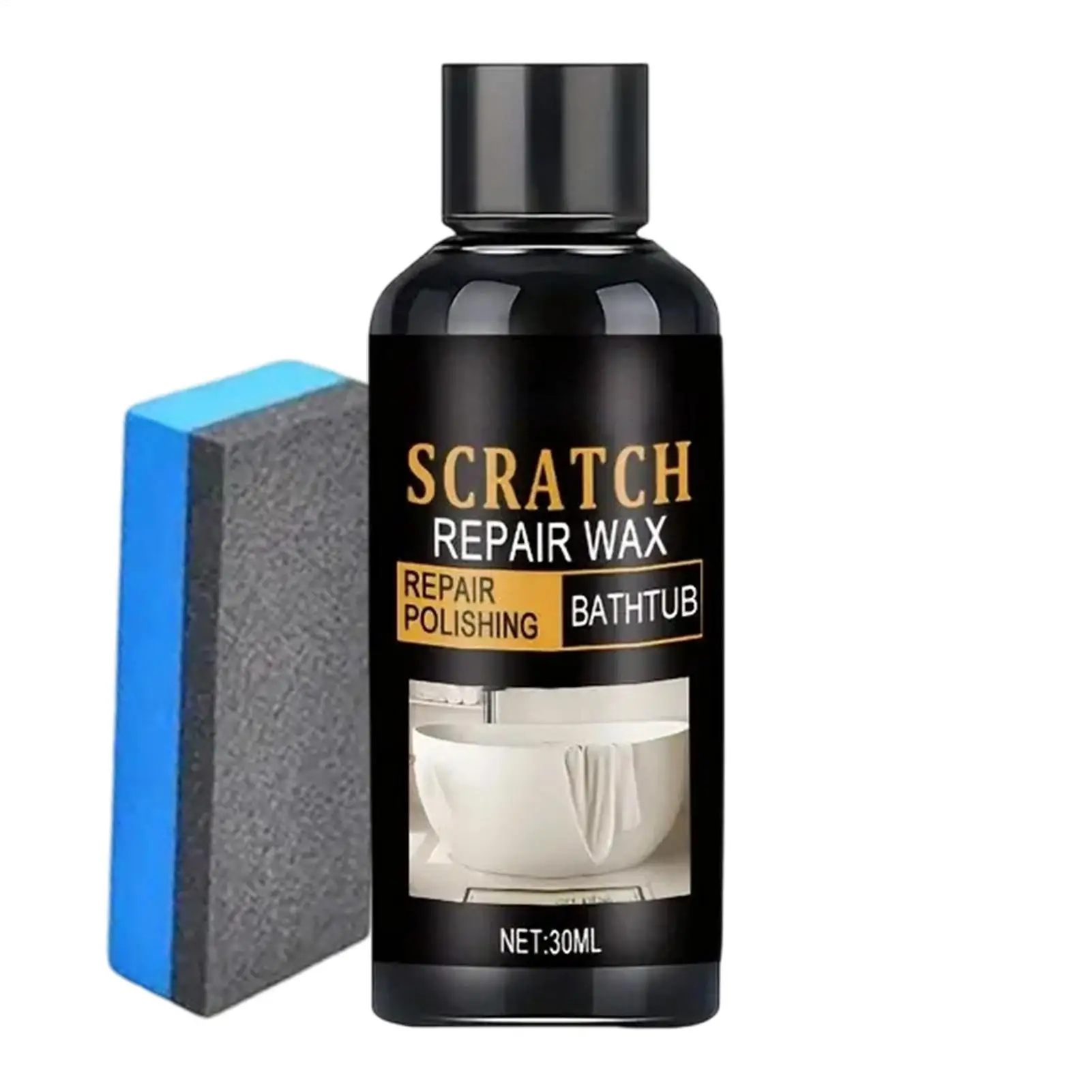 Bathroom Scratch Removal Wax 30ml Polishing Agent with Sponge Toilet Scratch Remover for Ceramic Resin Metal Enamel Sink Toilet