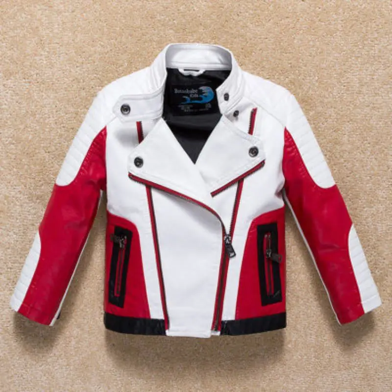 Handsome Cool Design Boys Leather Motor Jacket For Autumn Spring Kids Warm Coat Bomber Baby Toddler Winter Clothes 2-12 years