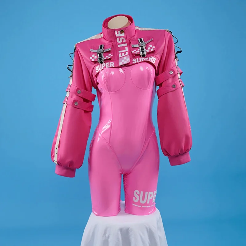 2025 Новая игра Nikke Alice, карнавальный костюм, парик, обувь, сексуальный латексный комбинезон, боди, розовый комбинезон, куртка, костюм для женщин и девочек, maillo