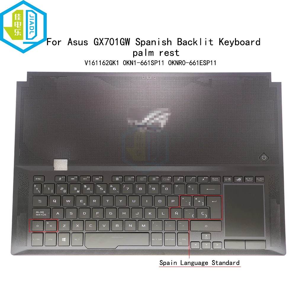 Imagem -05 - Teclado Retroiluminado Colorido do Touchpad Rgb Espanhol do ui Asus Rog Zephyrus Gx701gw Gx701 Gx701gx 90nr01u1 13nr00x0am1501