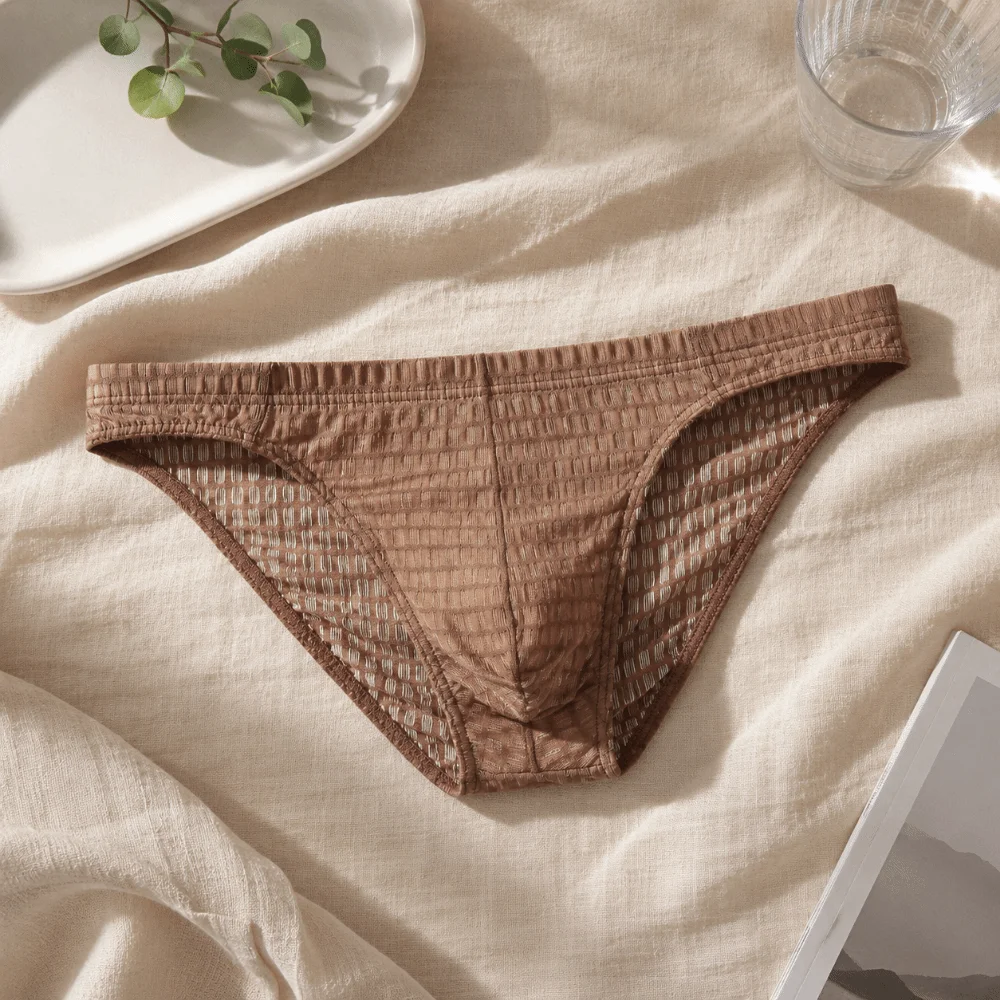 Breathable Low Waist Men's Briefs Mesh Ultra-thin Ice Silk Underwear Transparent Lingerie See Through Briefs Support Wear