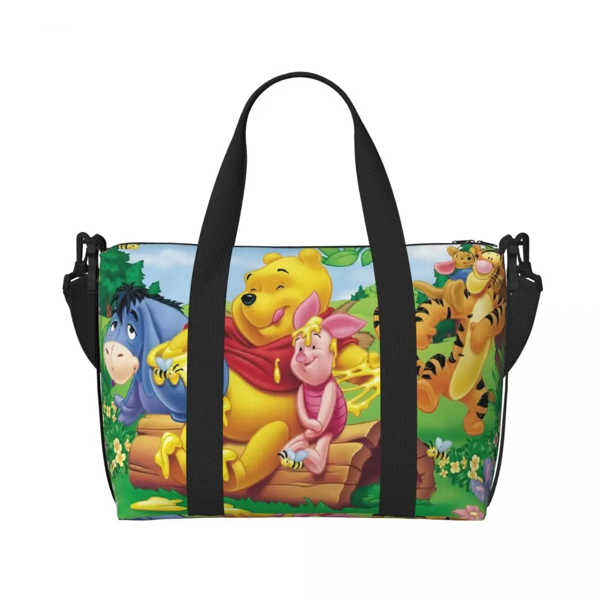 

Custom Large Cartoon Winnie The Pooh Tote Bag Women Eeyore Tigge Anime Cute Shoulder Shopping Beach Gym Travel Bag