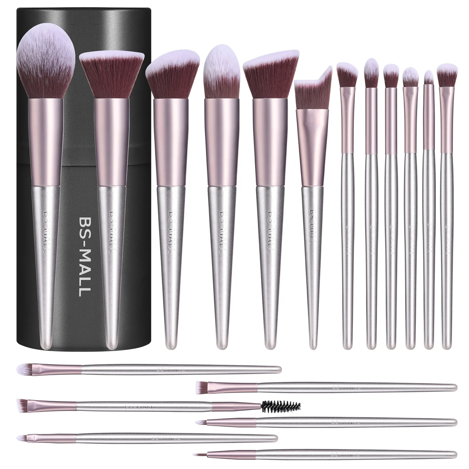 # Hot Sales BS-MALL 2024 18 Piece Makeup Brush Set Wholesale High Quality Purple Premium Synthetic Makeup Brushes Private Label