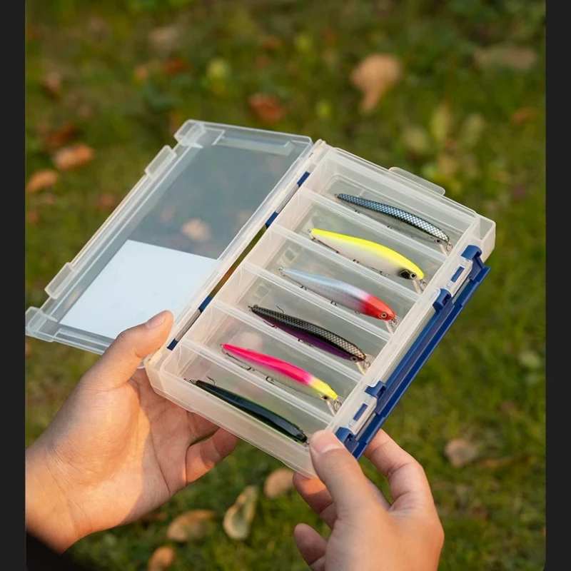 Dual Sided Fishing Lure Box Multifunctional Storage Case Waterproof Box for Minnow Pencil Lures Portable Fishing Accessories