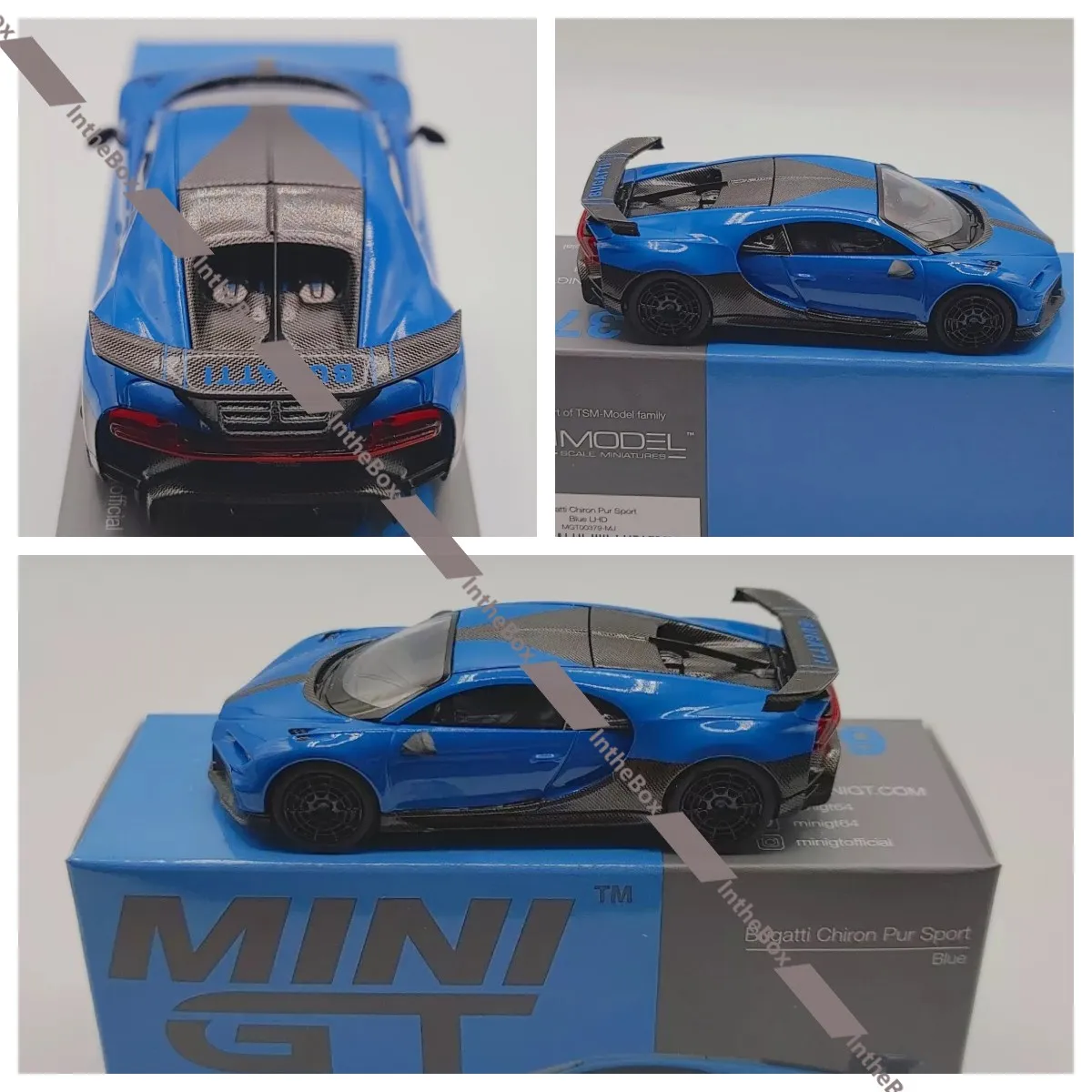 Mini GT 1:64 Chiron Pur Sport Blue #379 Diecast Model Car Collection Limited Edition Hobby Toys