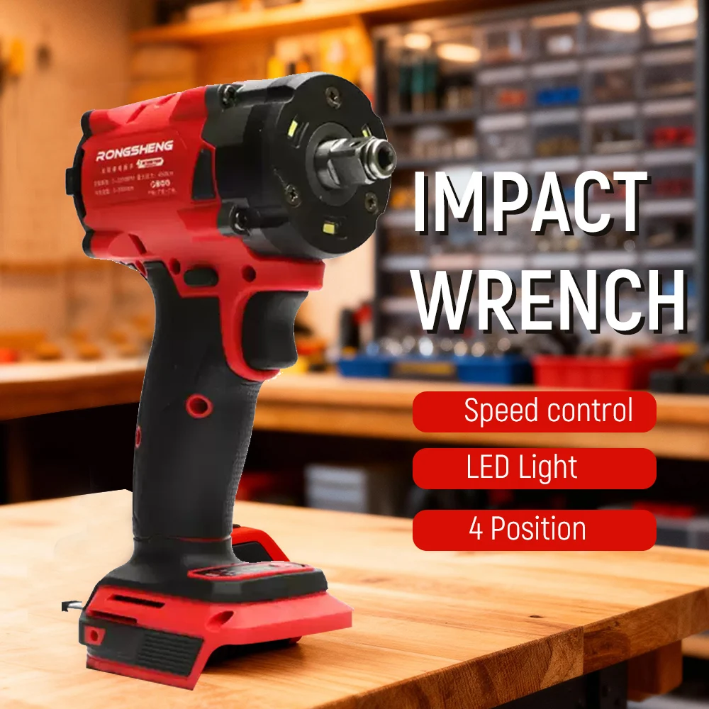 

Adjustable Speed Impact Wrench with LED Light Brushless Electric Impact Wrench Tool Only (No Battery) for Car Repair