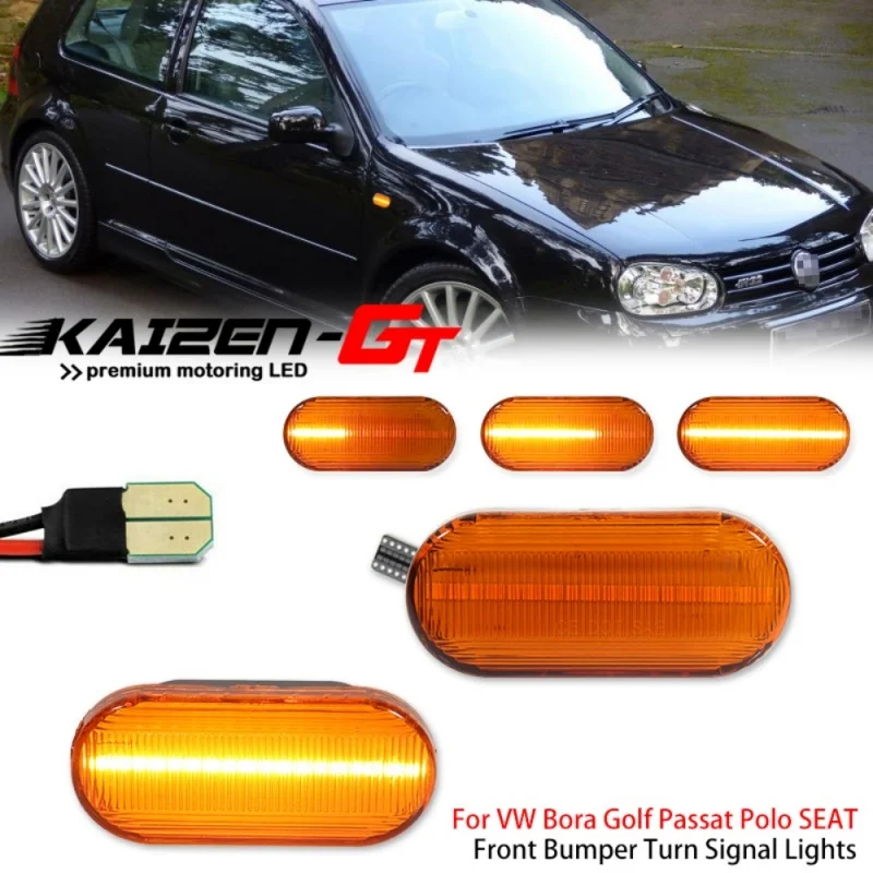 Sequential Amber LED Front Side Marker Turn Signal Lights For Volkswagen VW Jetta Bora Passat Golf For Ford Galaxy Fusion Fiesta