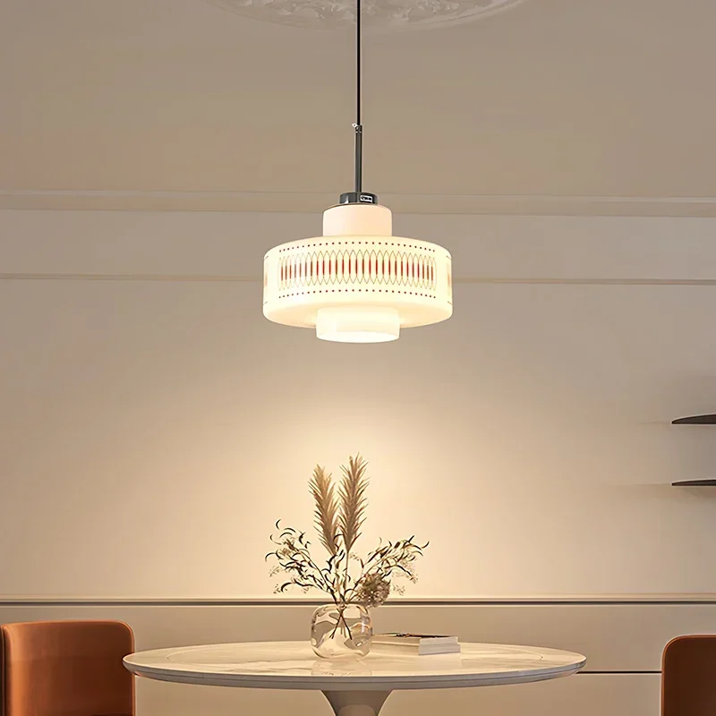 SANDYHA White Glass Flower LED Pendant Light Modern Elegant Chandelier Stylish Home Decor Bedroom Kitchen Accent Lighting