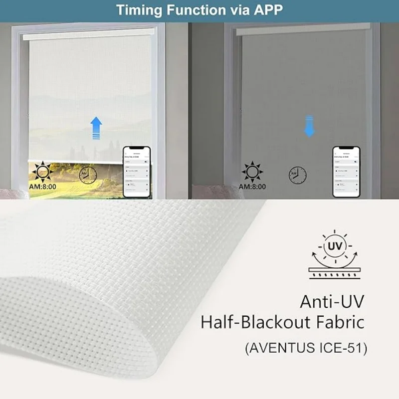 Customized Size Filtering Light Fabric Interior Window Homekit Wifi Remote Smart Control Motorized