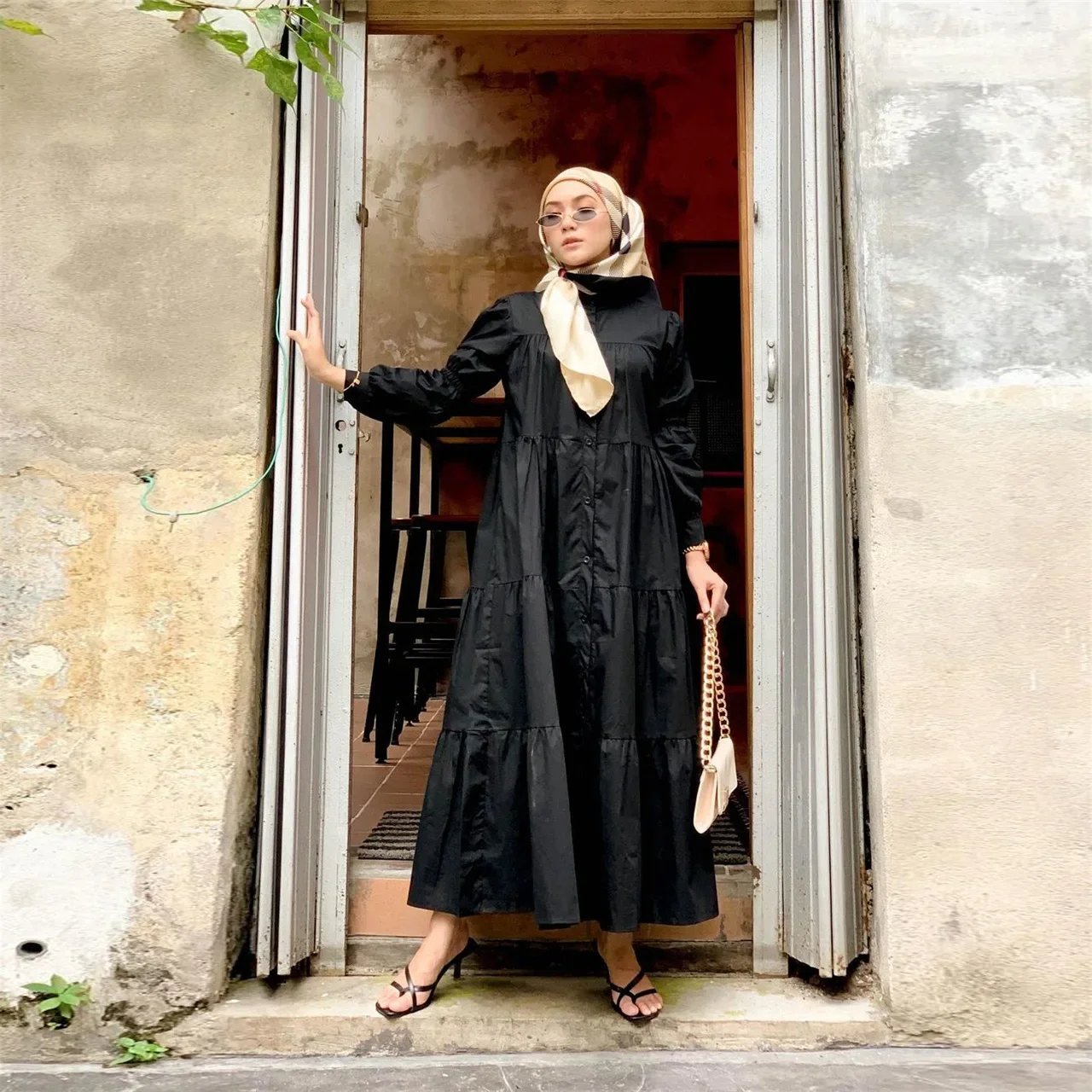 Caftano Robe Djellaba Femme Musulmane Modesto Dubai Abaya Turchia Islam Abito musulmano Abaya per le donne Marocain Caftano Jalabiya Abito