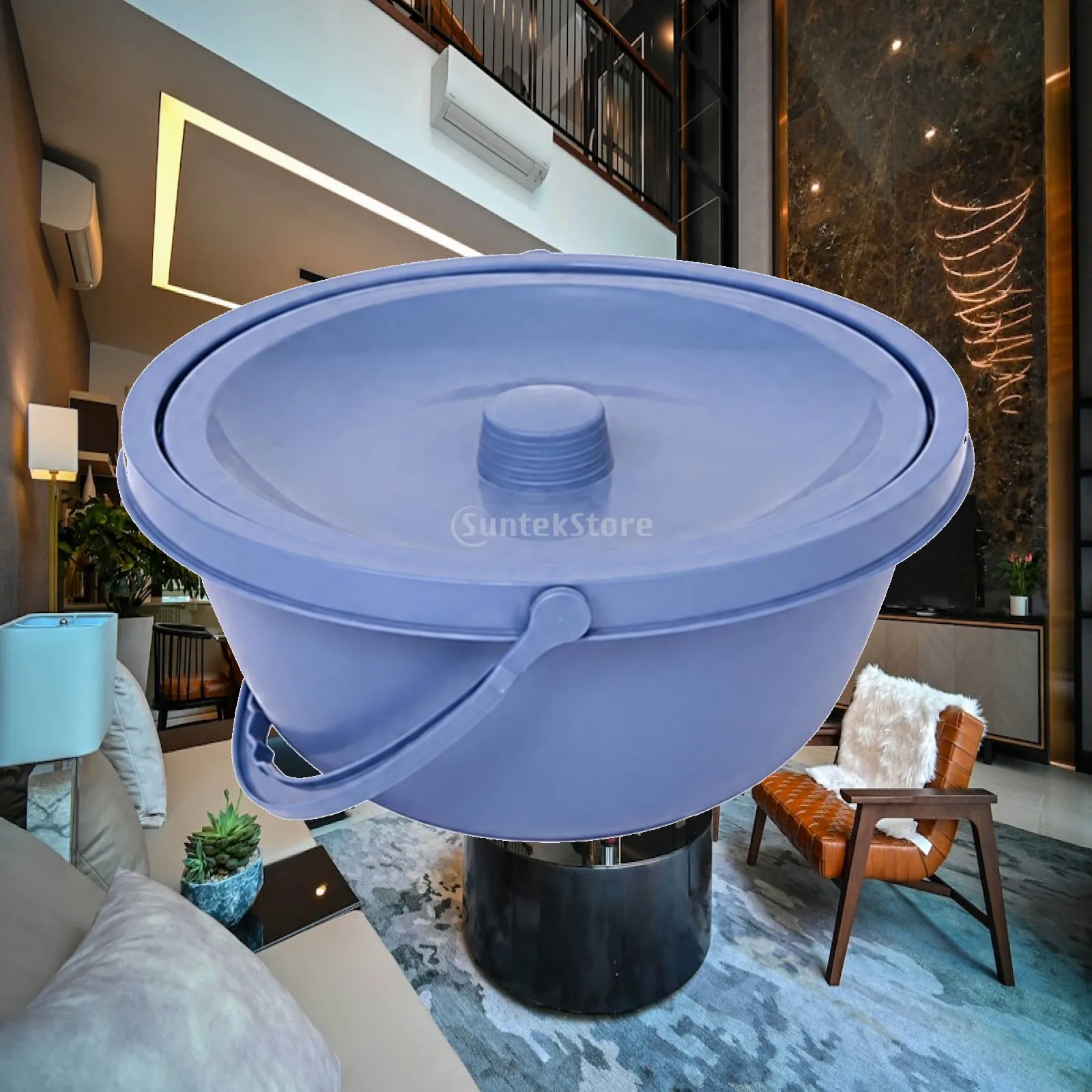 Commode Pail with Lid and Handle Portable Commode Pail with Handle Long-Lasting Latexwithout for Elderly, Bedside, Bedroom