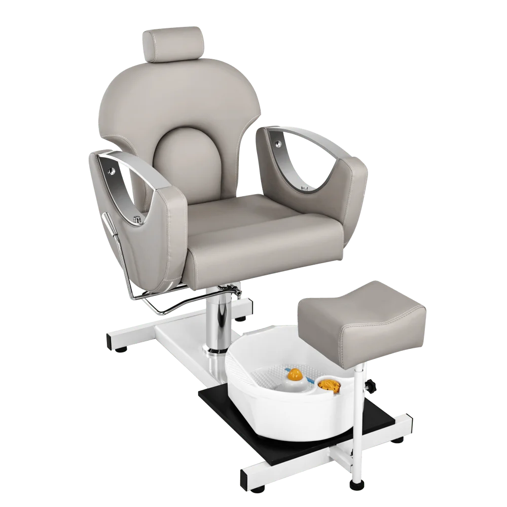 Hot-Selling Gray Manicure Equipment Chair with Elegant Adjustable Backrest and Height Durable Exclusive Nail Salon Furniture