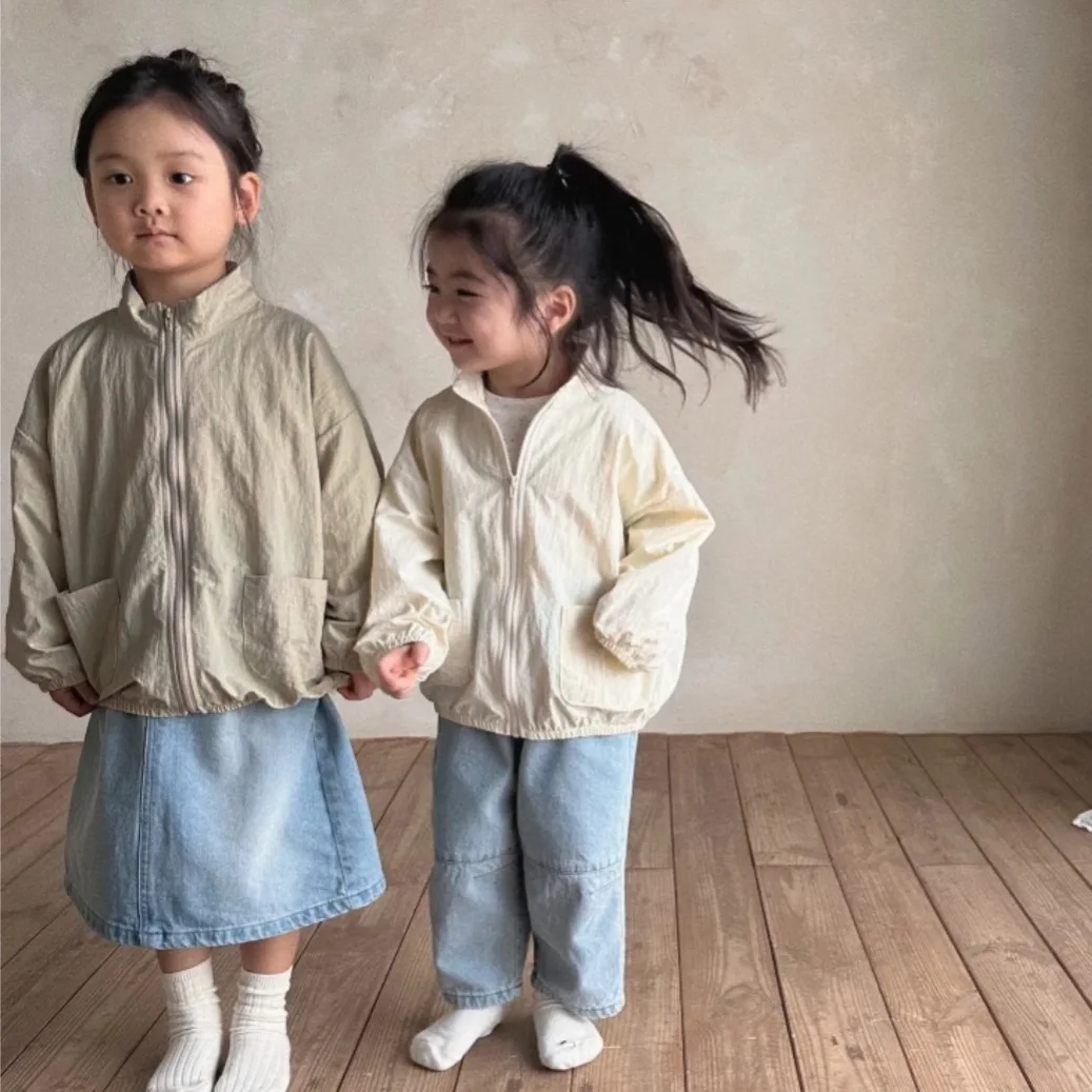 Boys Girls Stand-up Collar Windproof Zipper Casual Jacket Baby Children Jacket Quick Drying Baby Autumn Long-sleeved Cardigan