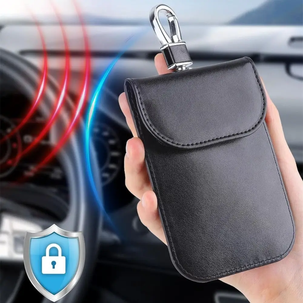 Fashion RFID Blocking Car Keys Case Anti-Theft Leather Key Protector Key Bag for Privacy Protection