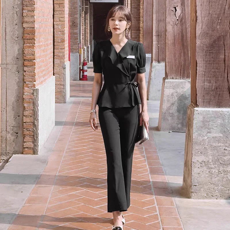 جديد صالون تجميل التجميل إدارة الجلد باديكير ملابس العمل مكتب الاستقبال الكورية الإناث العمل موحدة مستشفى ممرضة ارتداء