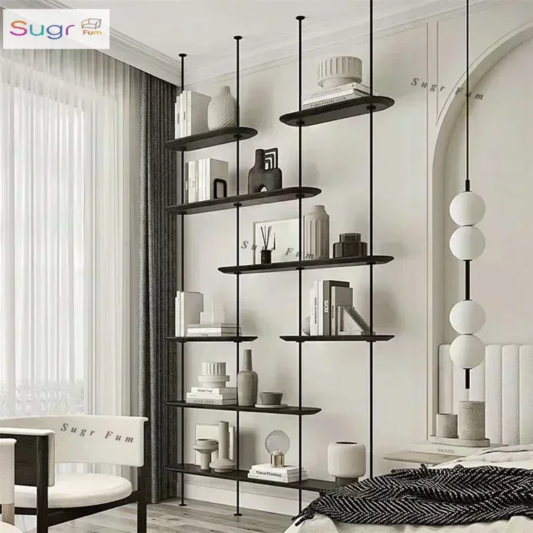 

Железные полки-лестницы Книжный шкаф Напольный черный металлический каркас с деревянной полкой, высота можно регулировать на 2-3 см.