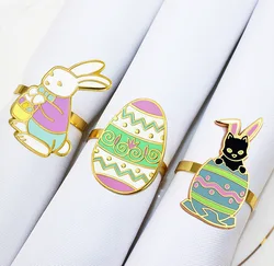 Colorful Bunny Napkin Button Stylish Festival Rabbit Easter Egg Napkin Ring Unique Wedding Banquet Table Decoration Wedding