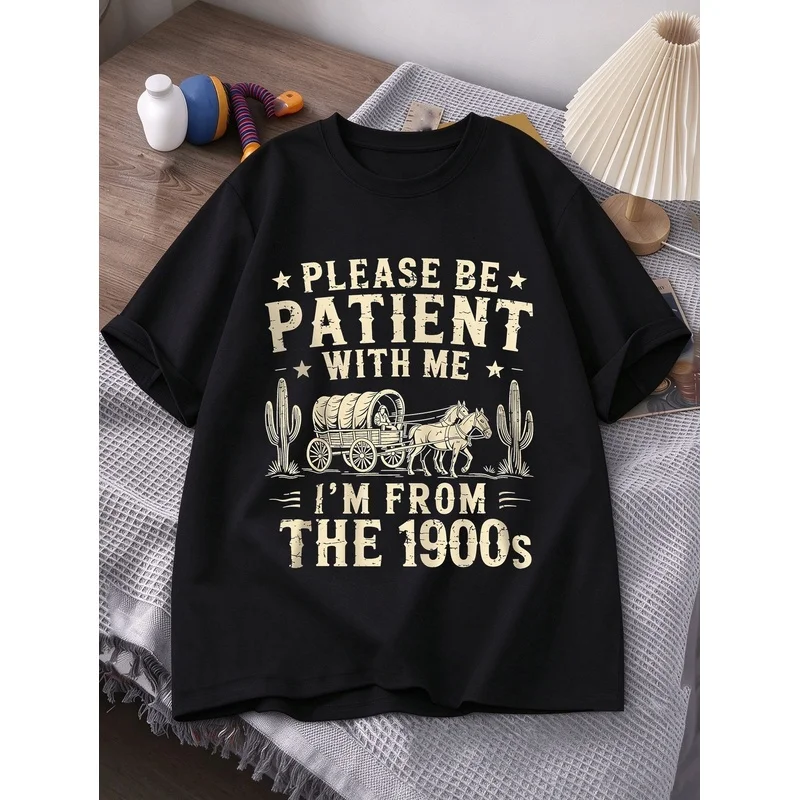 Men'S Fashion Printed T-Shirt Men'S Western Wagon Graphic Top Summer Casual Short-Sleeve T-Shirt Suitable for everyday wear