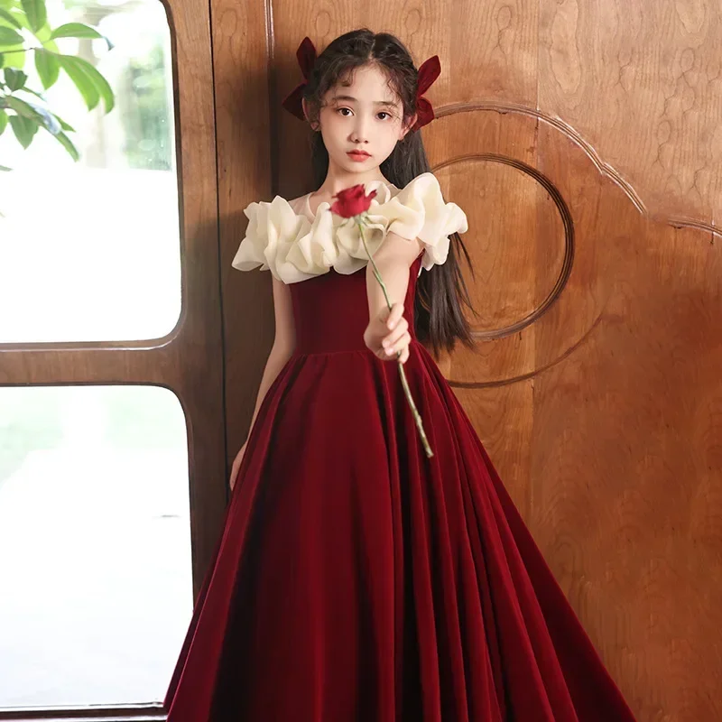 Christmas Party Dresses สําหรับสาววัยรุ่นสาวหรูหราชุดราตรีเด็ก Vintage Quinceanera Red Ball Gown เสื้อผ้า Vestidos