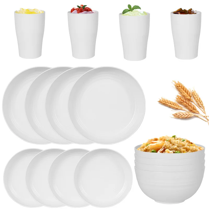 16-Piece Tableware Set Vintage Ceramic Stoneware Set With Dinner&Dessert Plate,Bowl