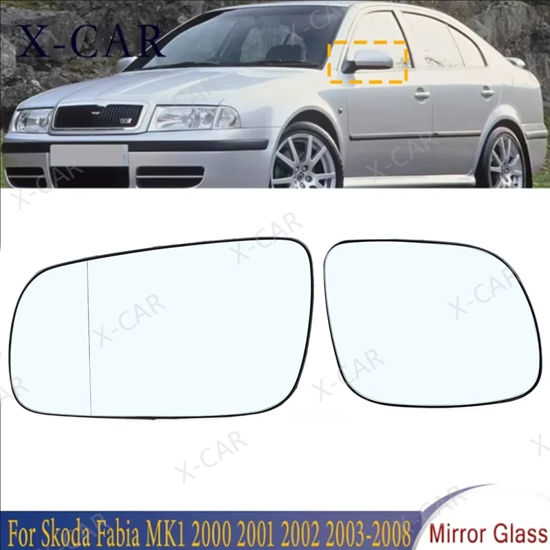 Szkło lusterka bocznego zewnętrznego z podgrzewaniem do Skoda Fabia MK1 2000 2001 2002 2003 2004 2005 2006 2007 2008