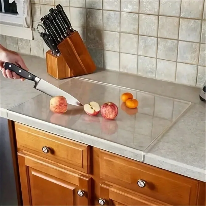 Acrylic Cutting Board with Counter Lip Thickness Clear Acrylic Chopping Board Household Anti Slip Cutting Board for Kitchen