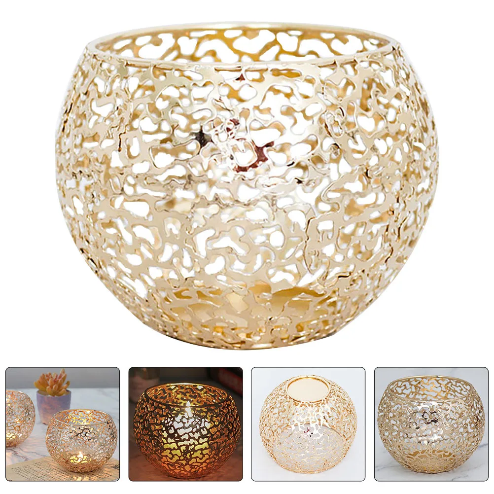 

Metal Iron Holder Nordic Style Geometric Cup Aromatherapy Relaxation Home Office Wedding Retro Golden Tea Light