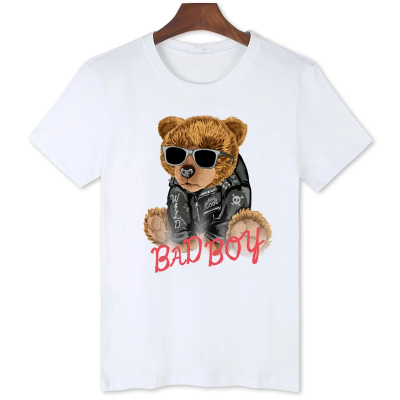 Cool Teddy Bear Print T-shirt Men's Short Sleeve Summer Clothing Hot Sale Cool Tops Fashion Tshirt B165