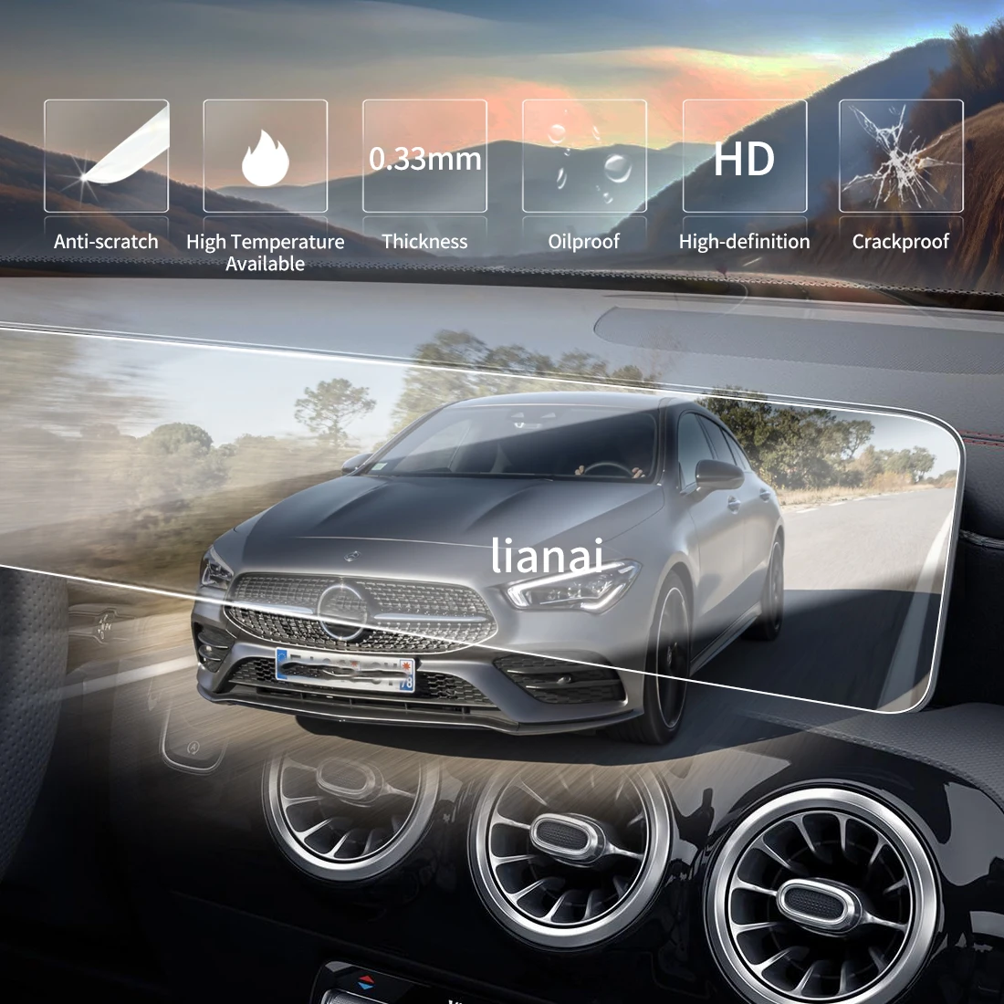 Screen Protector for 2025-2026 Benz CLA Tempered Glass GPS display Video Navigator Car Stickers Fingerprint-resistant supplies