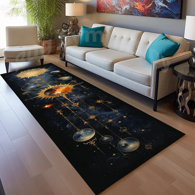 Celestial Runner Rug Witchcore Hallways Spiritual Meditation Corners Cosmic Boho and Mystical Artistic Interiors Home Decor