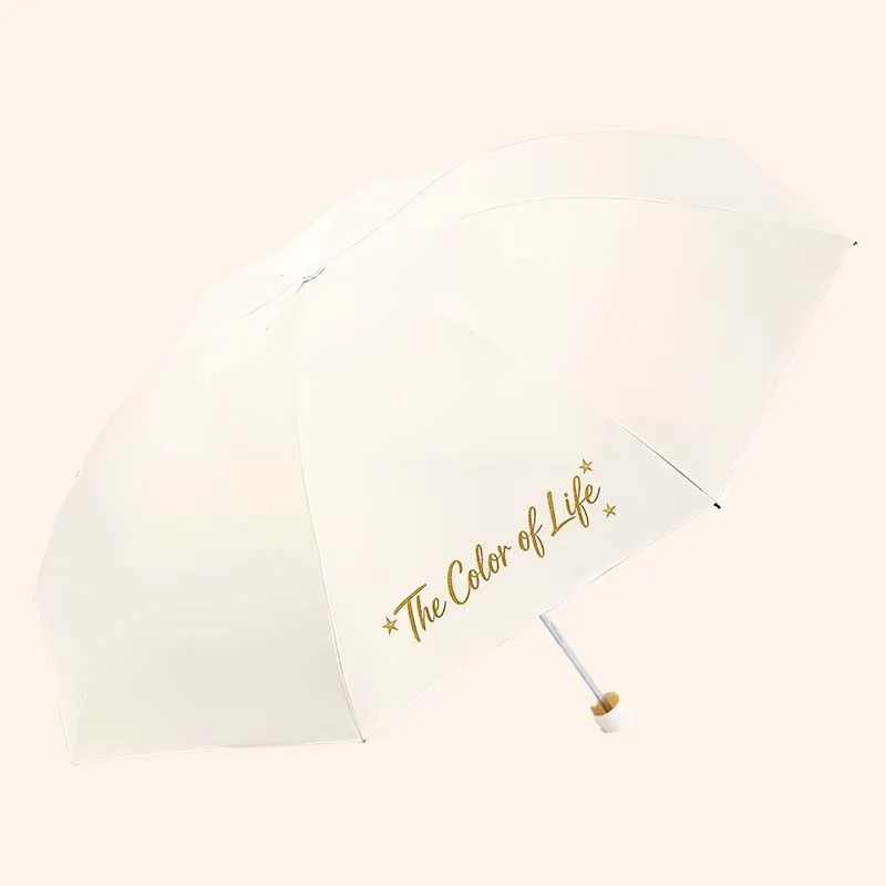 Minimalist Letter Print Folding Umbrella Black Rubber Coating Waterproof Windproof Portable Use Sun Rain Daily Travel Outdoor