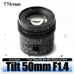 TTArtisan Tilt 50mm F1.4 MF Full Frame Camera Lens for Studio Photography Compatible with Sony E Nikon Z Fujifilm XF M43 L-mount