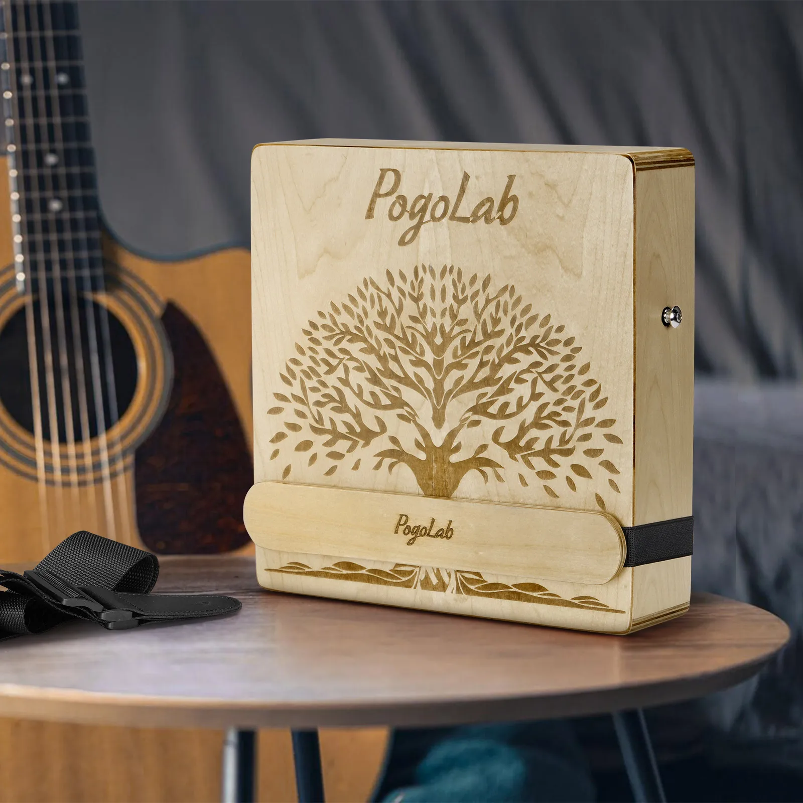Pogolab Portable Cajon with Snare Strap, Multi-Tone Travel Drum Box with Storage Bag - Compact for Musicians On The Go