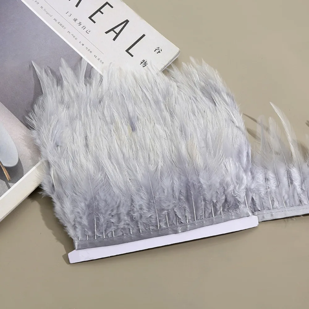 1 Meter Ribbon Tassel Natural Ostrich Feathers 10-15cm Wide Fluffy Texture Feather Plumes Ribbon Selvage Sewing Decoration
