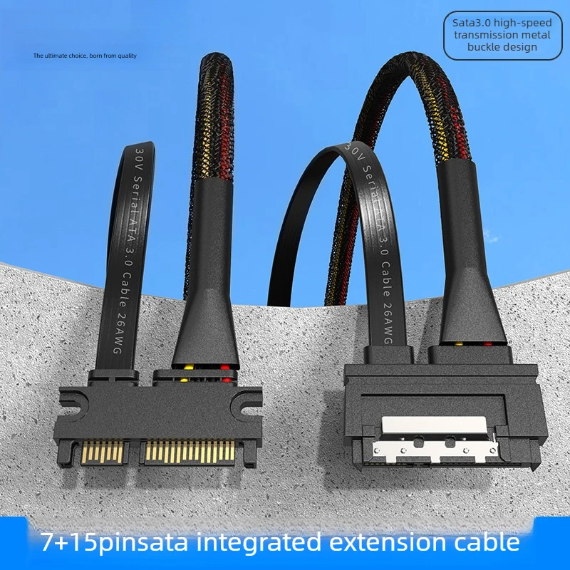 SATA 3.0 22Pin 7+15Pin Male To Female Extension Cable Data Power Combo Cable Metal Lock Latch for 2.5\
