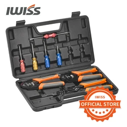 IWISS KIT-DC02 Deutsch Automotive Connector Crimping Plier for Male/Female Pin DT DTM16#20# with Wire Crimper Tool Removal Tool