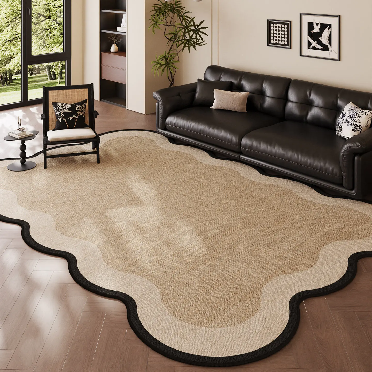 French Irregular Plush Living Room Carpet Waterproof Non Wash Wipeable Stain Proof Thick Non Slip Floor Mat For Bedroom Sofa