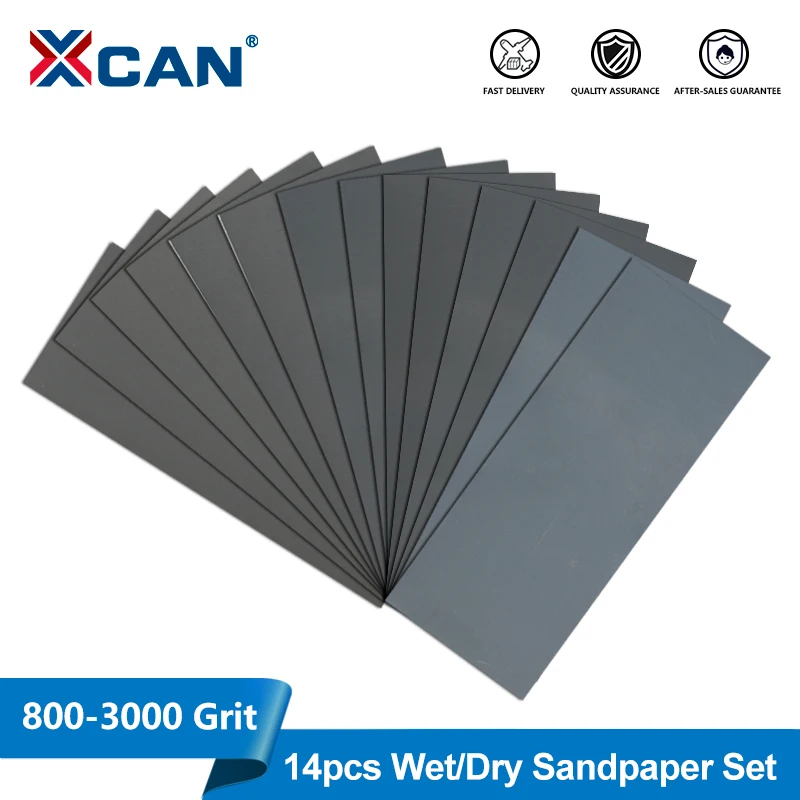

XCAN 14 шт. набор влажной/сухой наждачной бумаги 800/1000/1200/1500/2000/2500/3000 зернистость полировальная шлифовальная бумага абразивные инструменты для дерева и металла